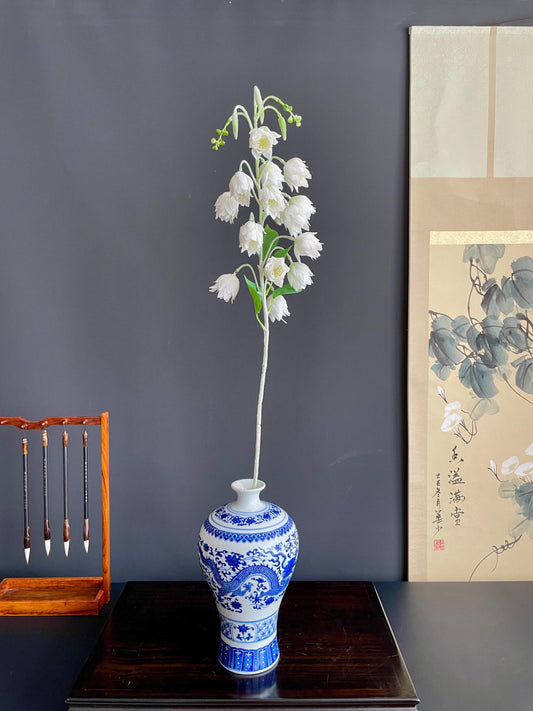 Elegant Faux Bellflower/Lily Stem | Architectural Artificial Botanical | Minimalist Home Decor Accent
