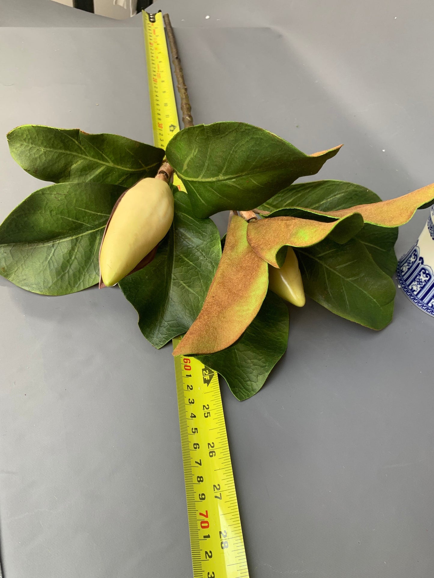 Premium Artificial Magnolia buds in leaf green artificial flower faux flower 24 inch
