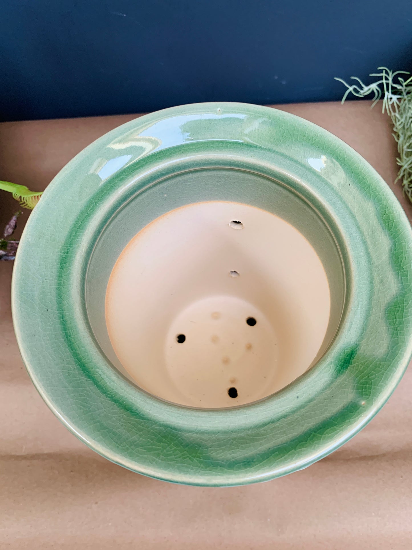 Traditional Korean Orchid planter pot 2 Pcs blue Crackle Glaze porcelain planter