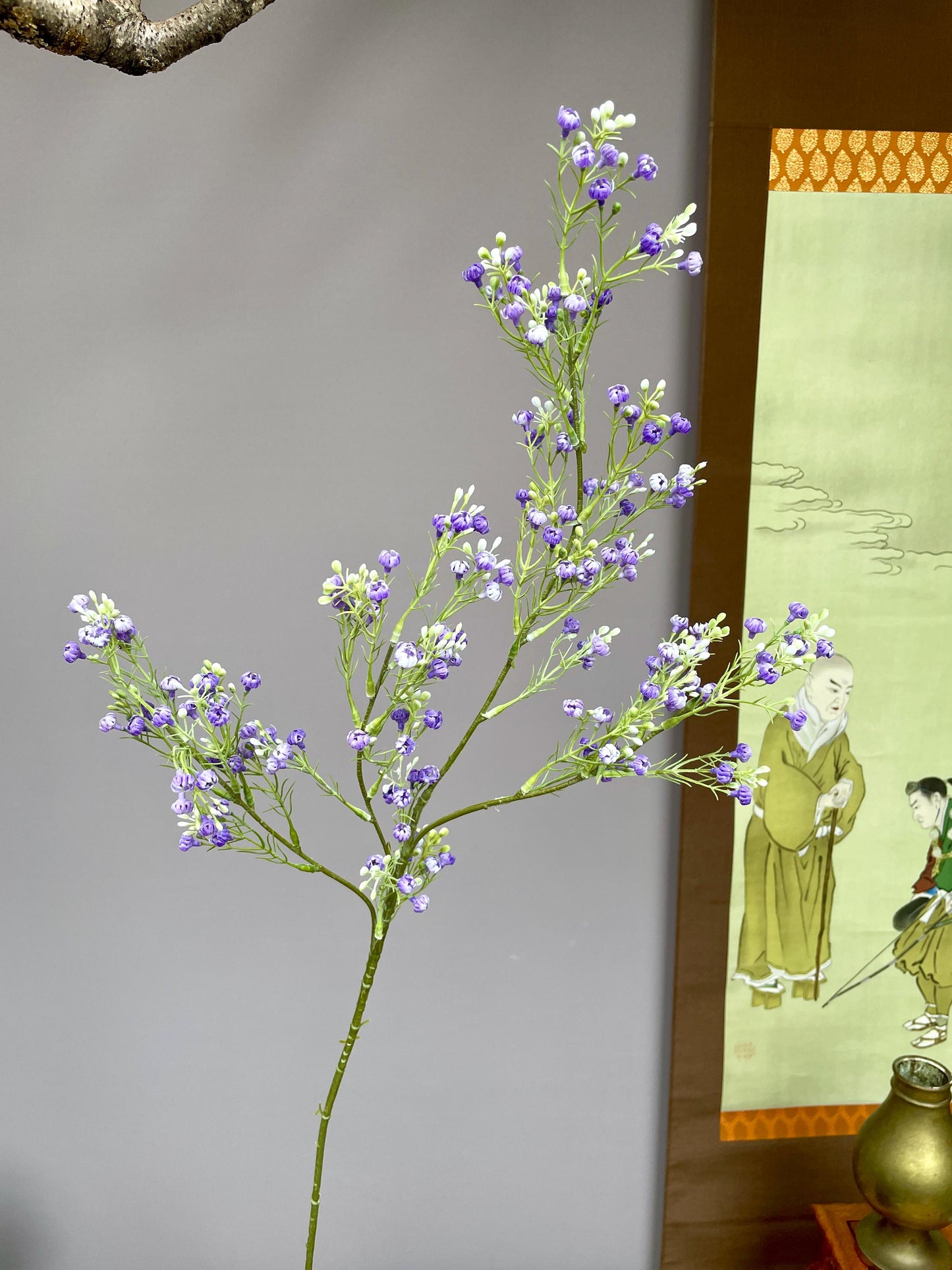 Realistic Purple Waxflower Branch  Faux Chamelaucium Uncinatum Geraldton Wax - Zen Minimalist Wildflower - Ao Zhou La Mei Decor  Premium