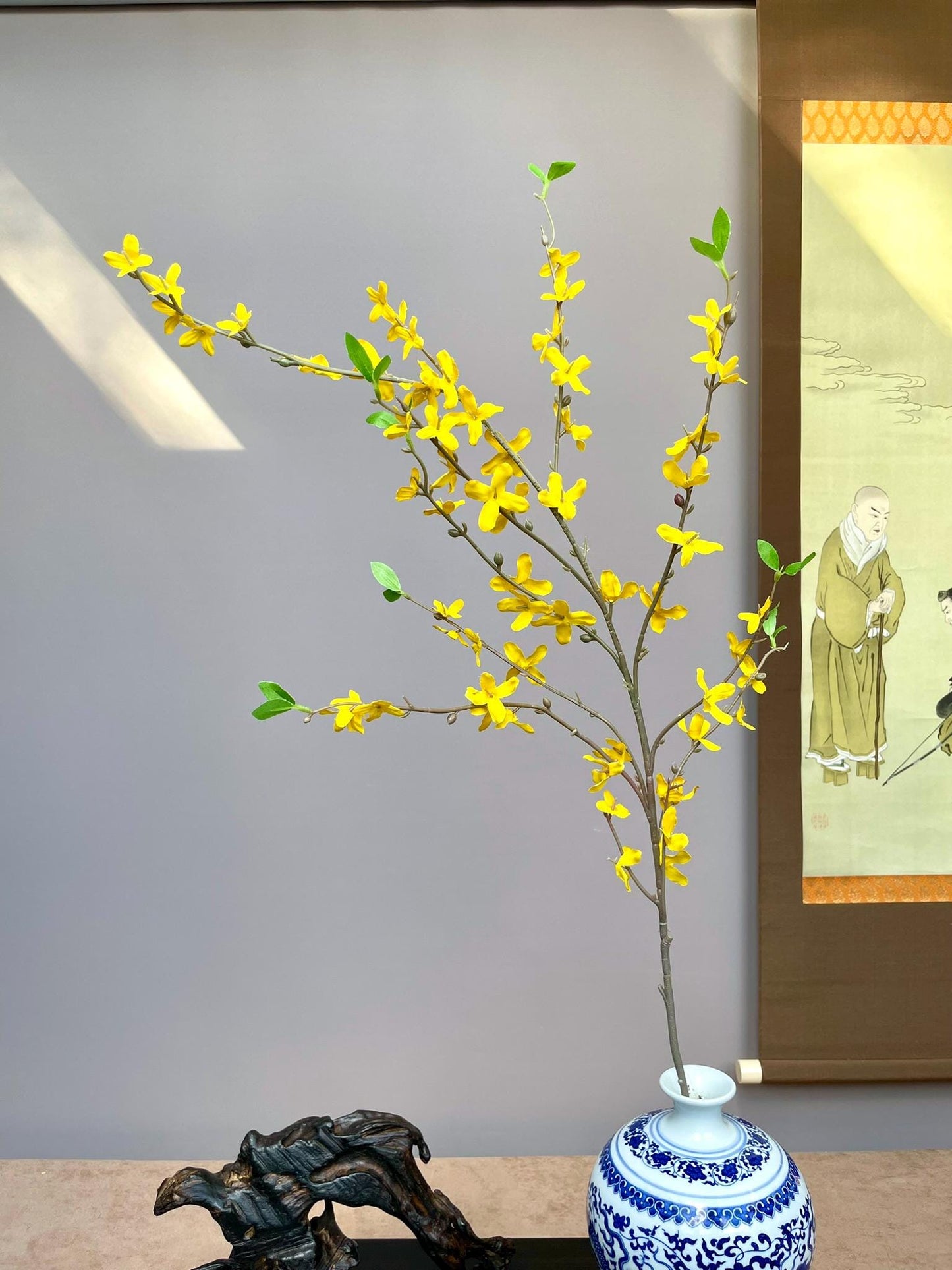 Premium-Quality Realistic Artificial Forsythia Branch – Lifelike Yellow Spring Flower Stem for Elegant Home Decoration
