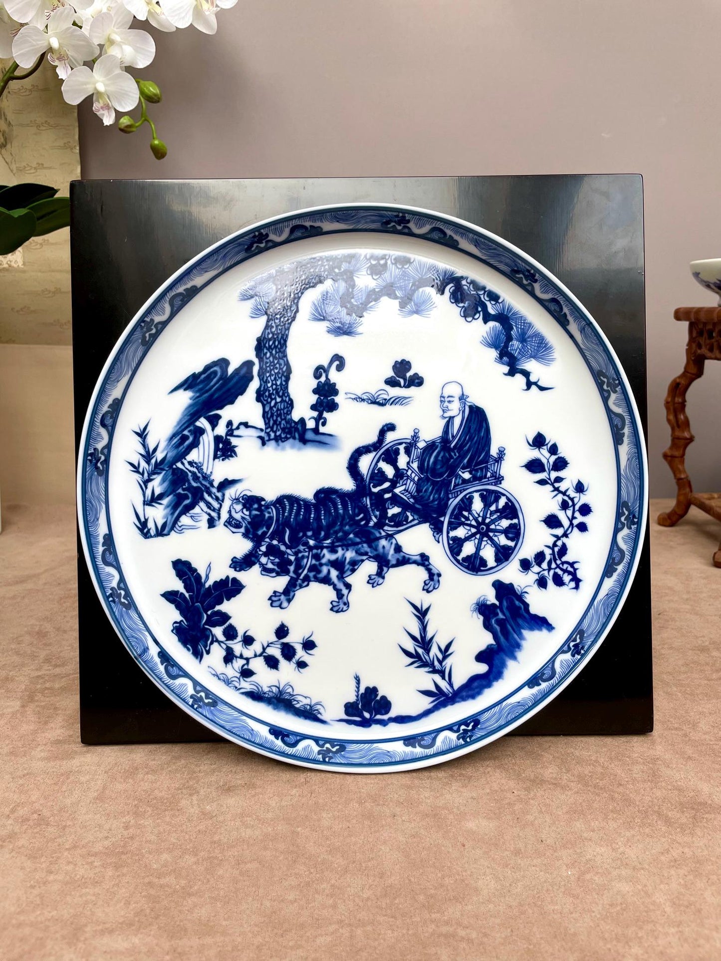 Large Blue & White Porcelain Serving Tray • Handcrafted Prestige Floral Platter • Luxury Home Décor Elegant Table Centerpiece