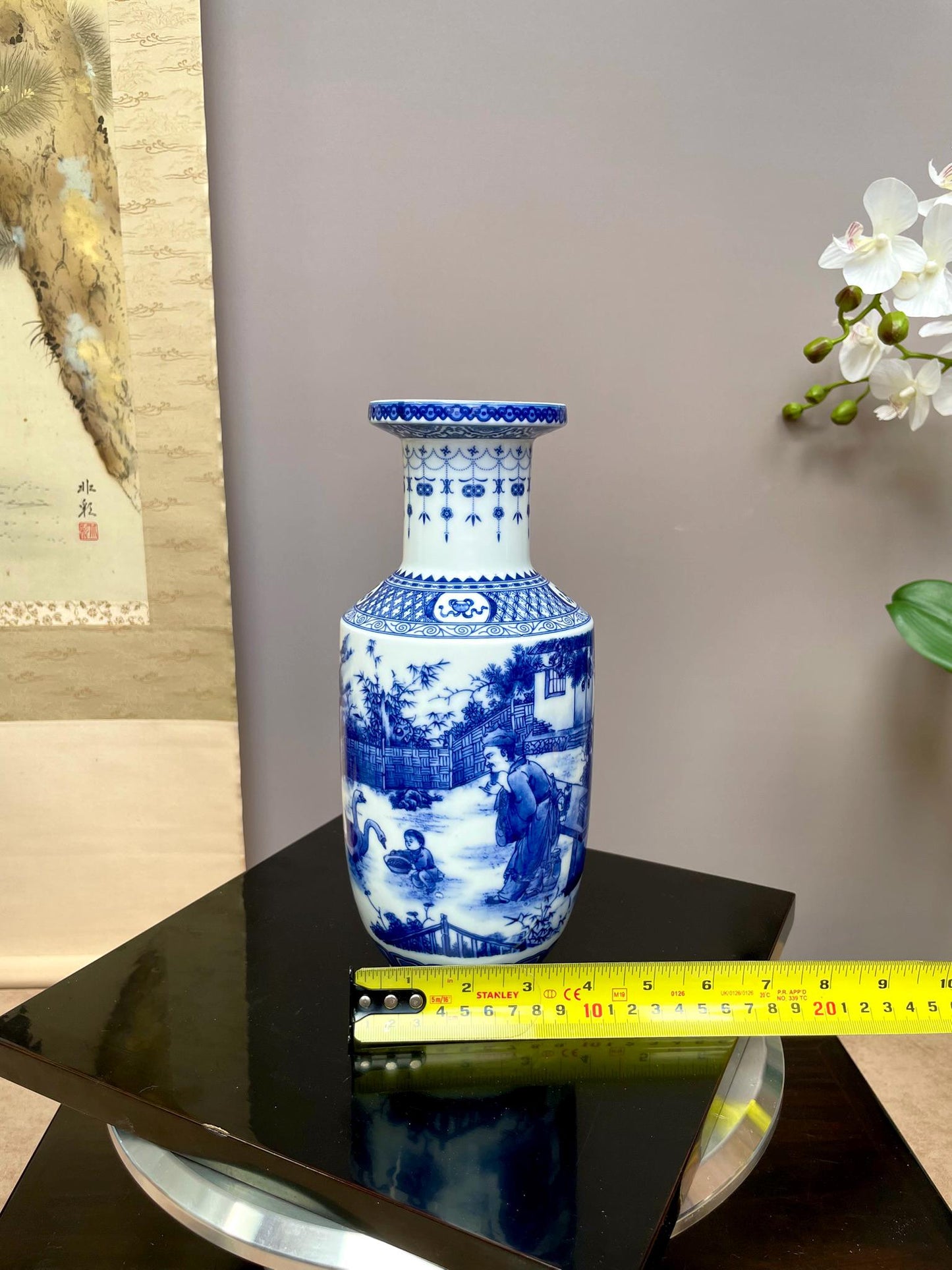Blue & White Porcelain Jars – Hand crafted Landscape and Pagoda Motifs, Classic Chinese Vase Form
