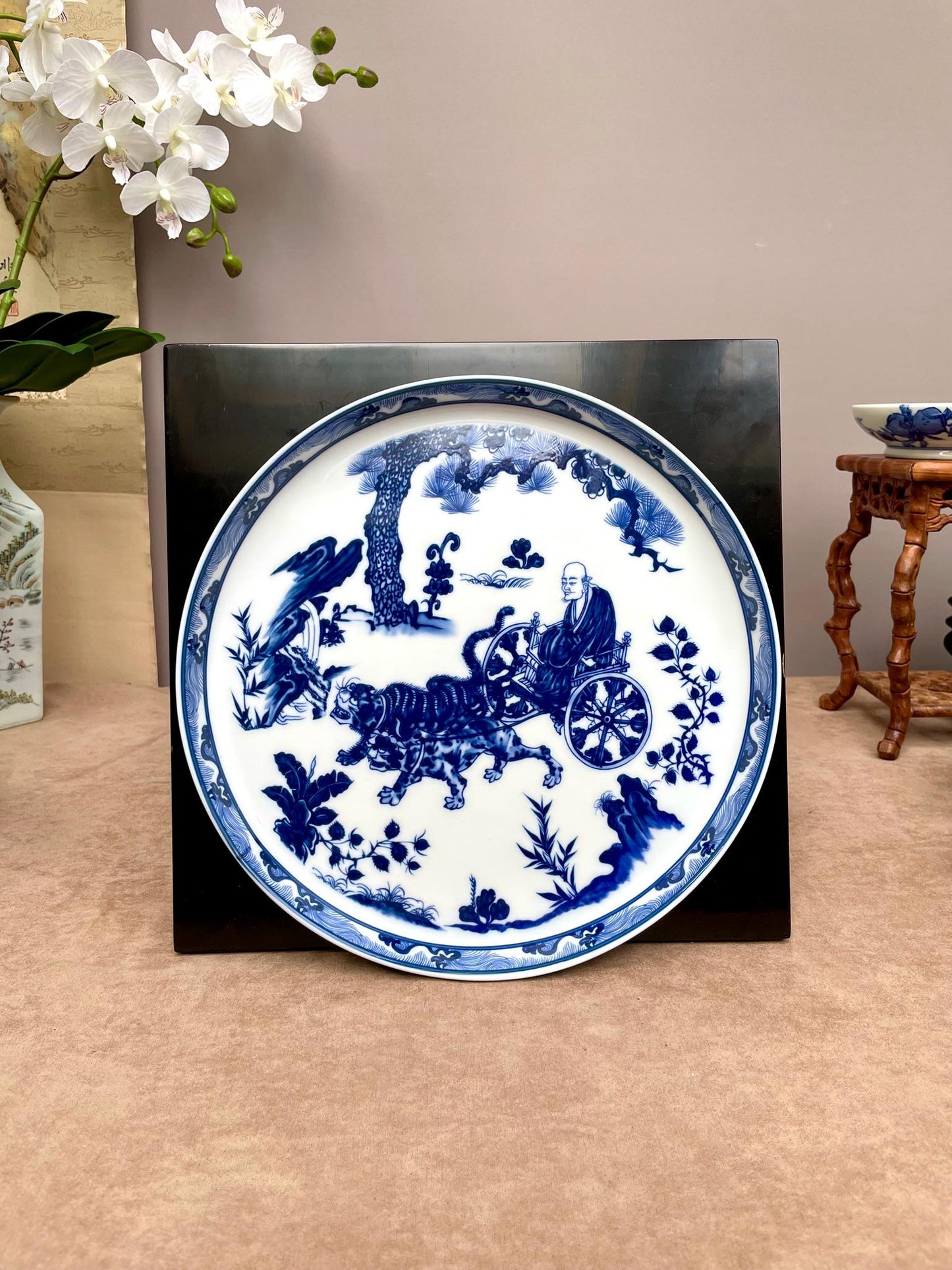 Large Blue & White Porcelain Serving Tray • Handcrafted Prestige Floral Platter • Luxury Home Décor Elegant Table Centerpiec