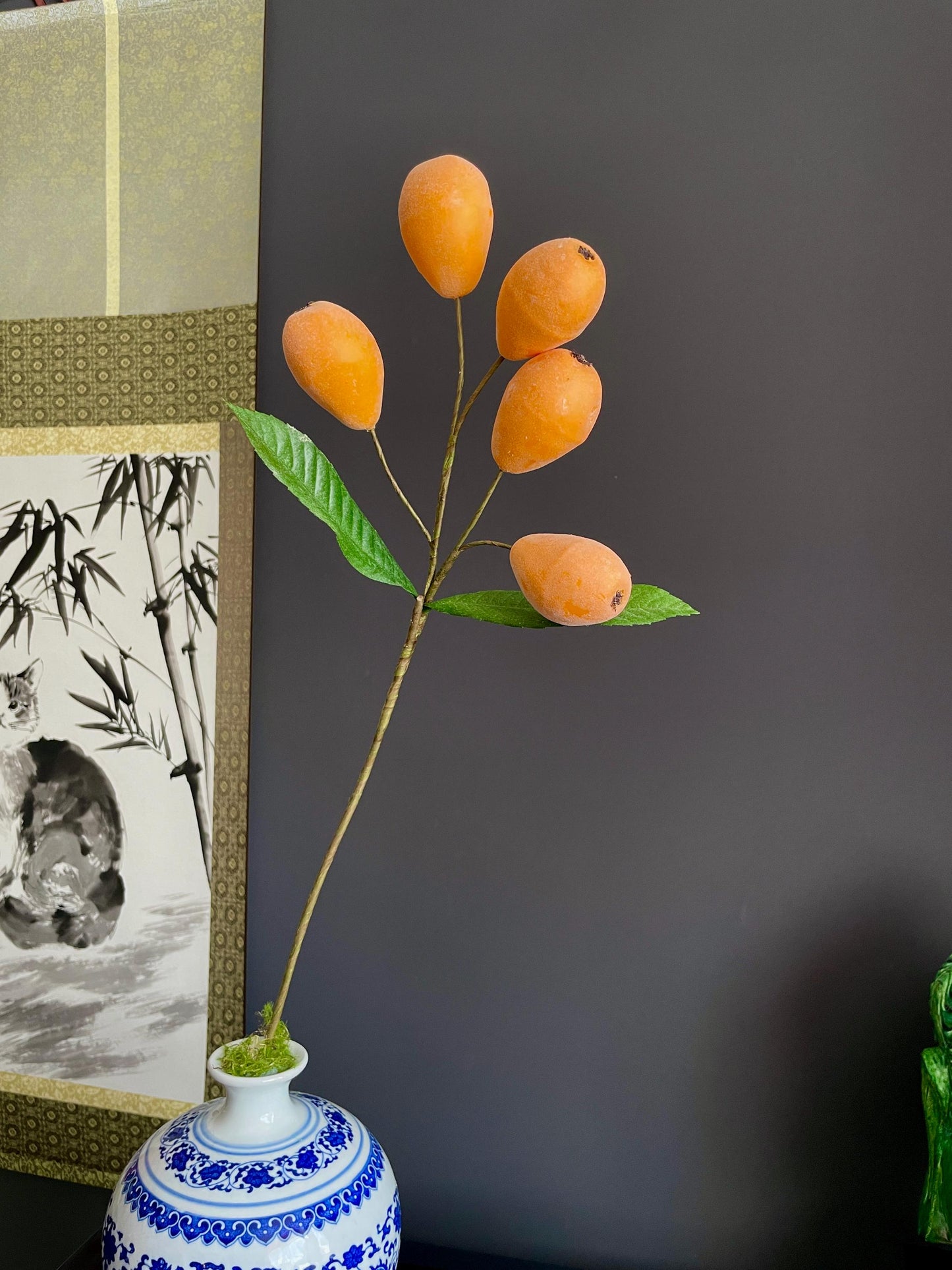 Life-Like Artificial Loquat Stem | High-End Faux Botanical Branch | Elegant Minimalist Fruit Arrangement