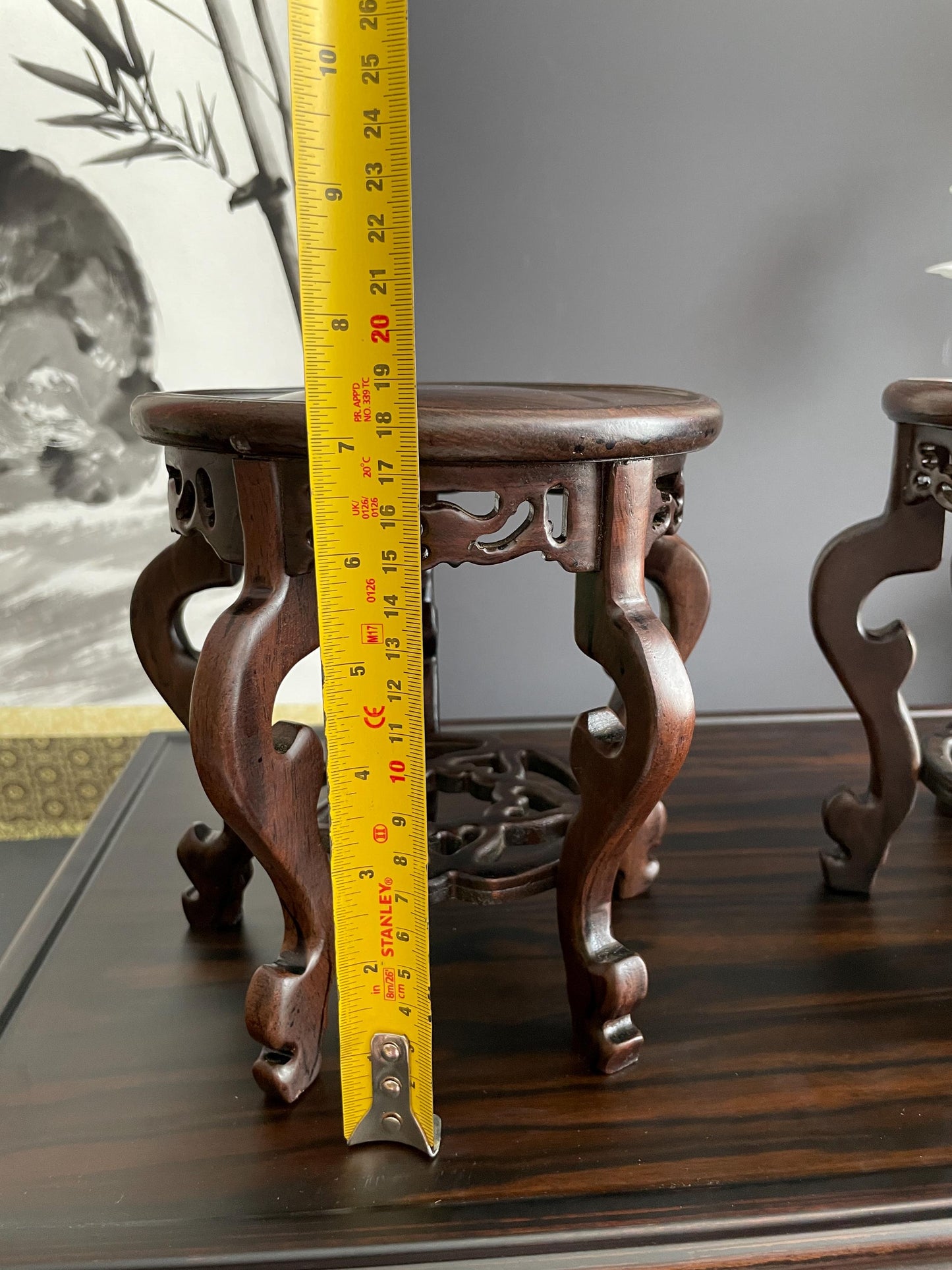 Artisanal Carved Hardwood Stand | traditional Chinese Display Base for Orchids | Elegant Pedestal for Porcelain Planters