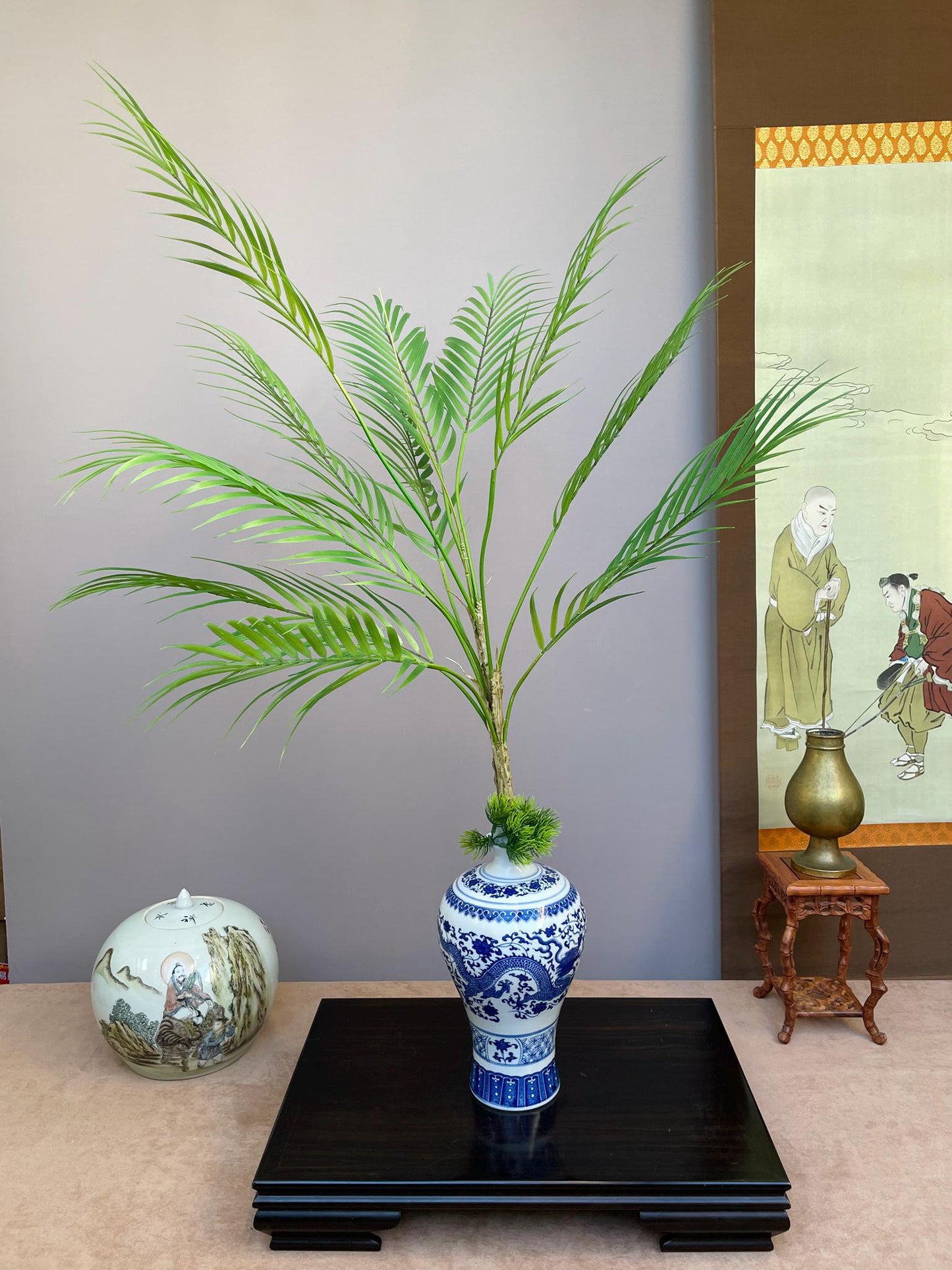 Large Realistic Artificial Palm Branch Faux Tropical Greenery Life-Like Areca Palm Frond for Tall Vases Maintenance-Free Luxury Home Decor