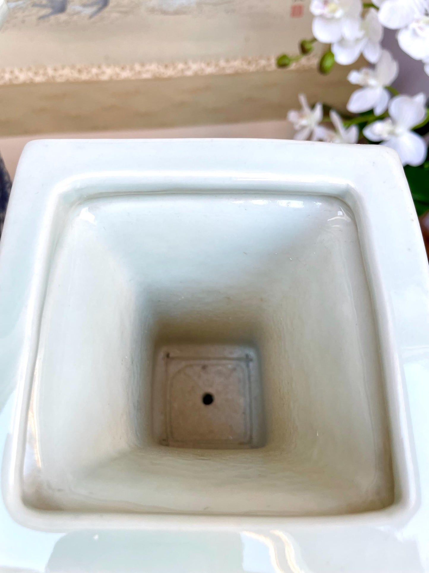 pair of Blue & White Porcelain Altar Candle Holders • Imperial Ritual Vessel Pair • Heaven–Earth–Human 3 section  Chinoiserie Floral design