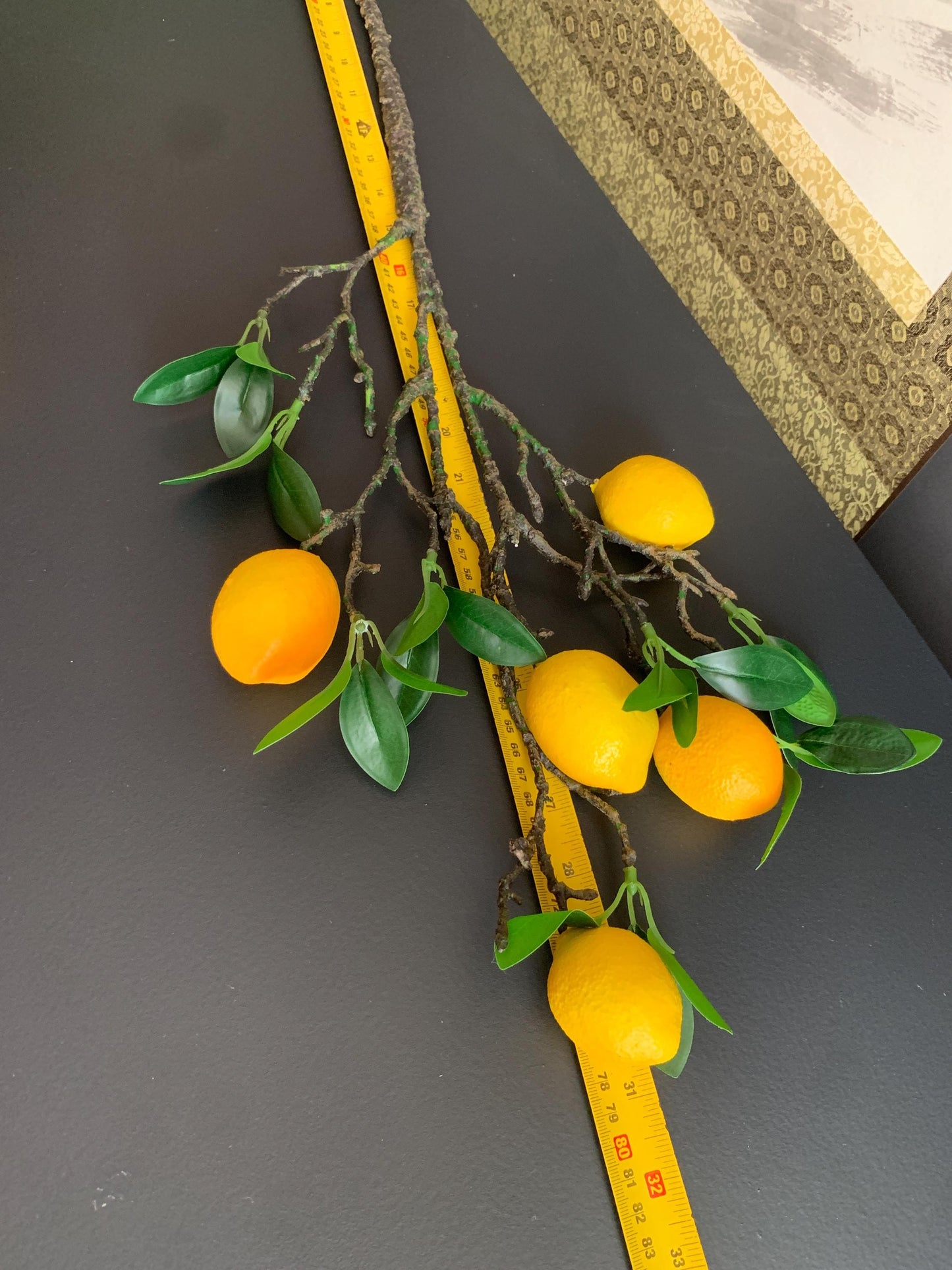 Life-Like Artificial Lemon Stem | High-End Faux Botanical Branch | Elegant Minimalist Fruit Arrangement
