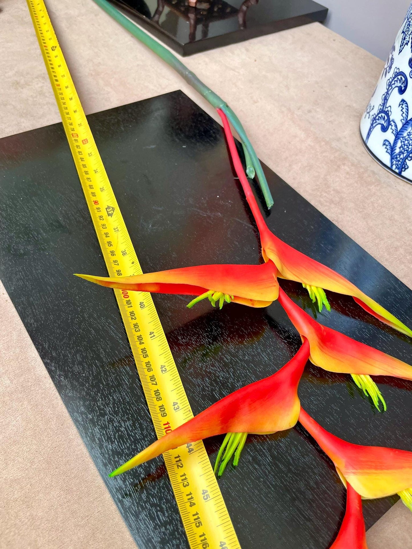 Artificial Heliconia Paradise Flower Stem | Tropical Faux “Parrot’s Beak” Bloom | Vibrant Exotic Decor. SINGLE STEM