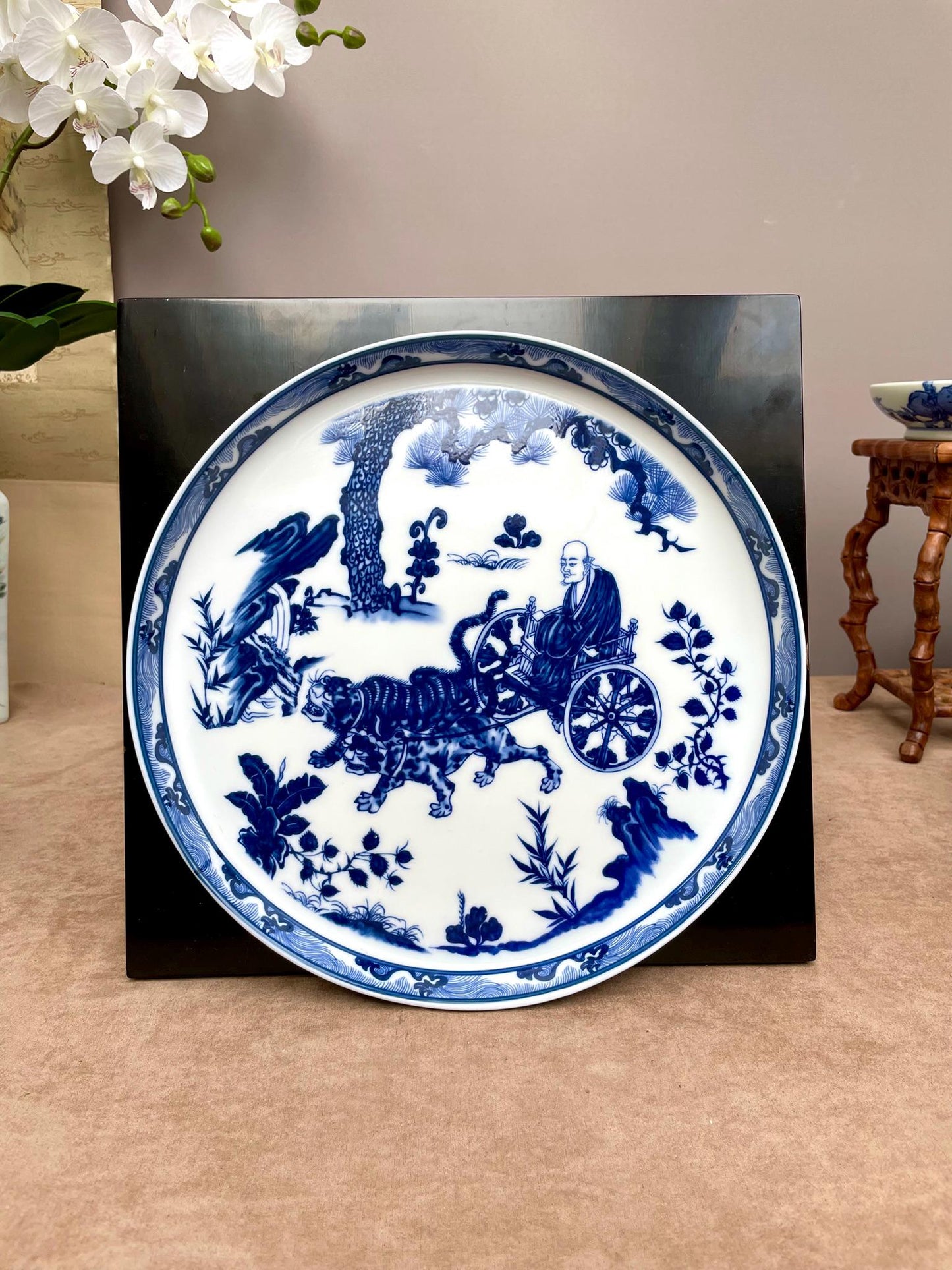 Large Blue & White Porcelain Serving Tray • Handcrafted Prestige Floral Platter • Luxury Home Décor Elegant Table Centerpiec