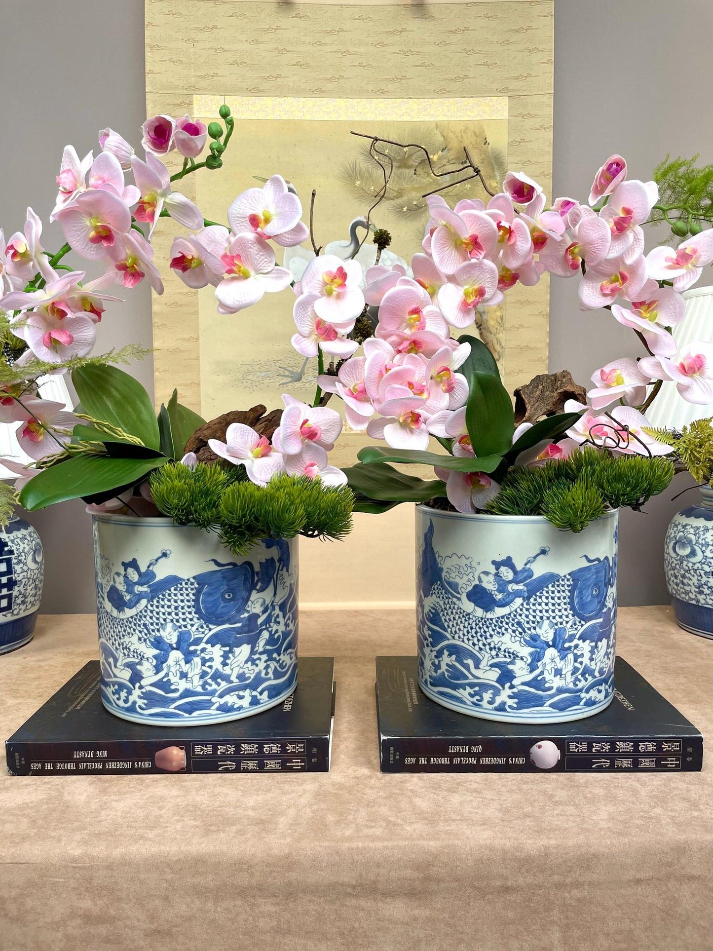 Hand-Painted Chinese Blue and White Porcelain Vase with “Baby Holding Fish” Motif Symbolizing Prosperity and Abundance