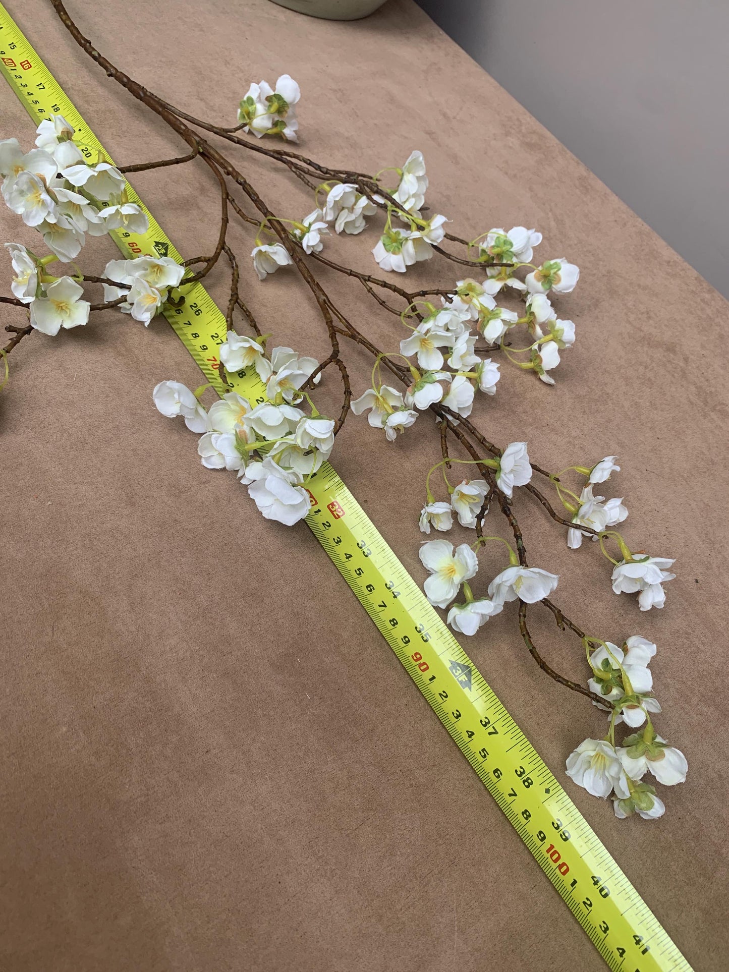 Realistic Faux White Plum Blossom Branch - Prunus Mume Artificial Silk Flower - Zen Minimalist Home Decor  Winter Plum Blossom Arrangement