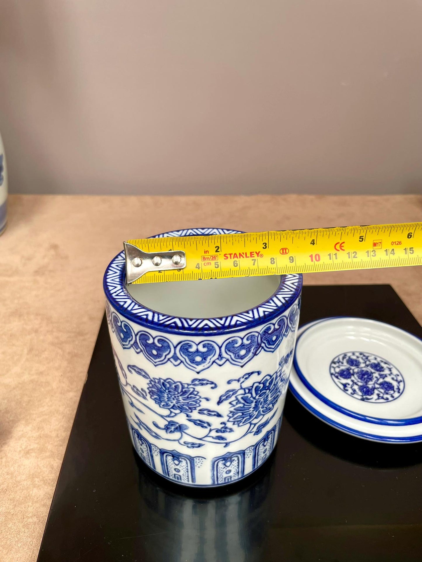 Blue and White Chinoiserie Orchid Planter with Saucer: Elegant Ceramic Flower Pot