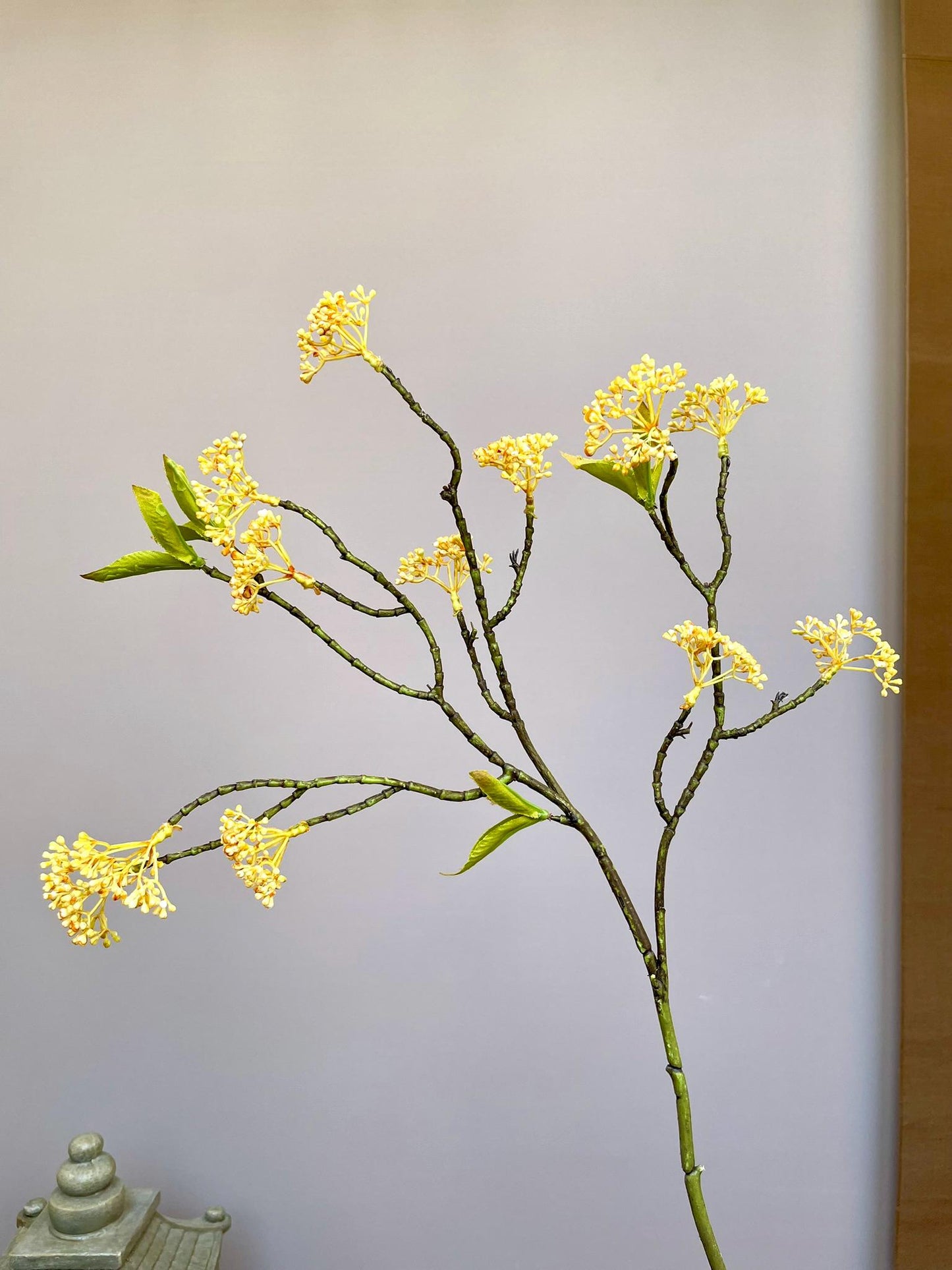 Premium Faux Osmanthus Fragrans Stem, Yellow Sweet Olive Flower, Lifelike Chinoiserie Floral Arrangement, Eternal Spring Greenery