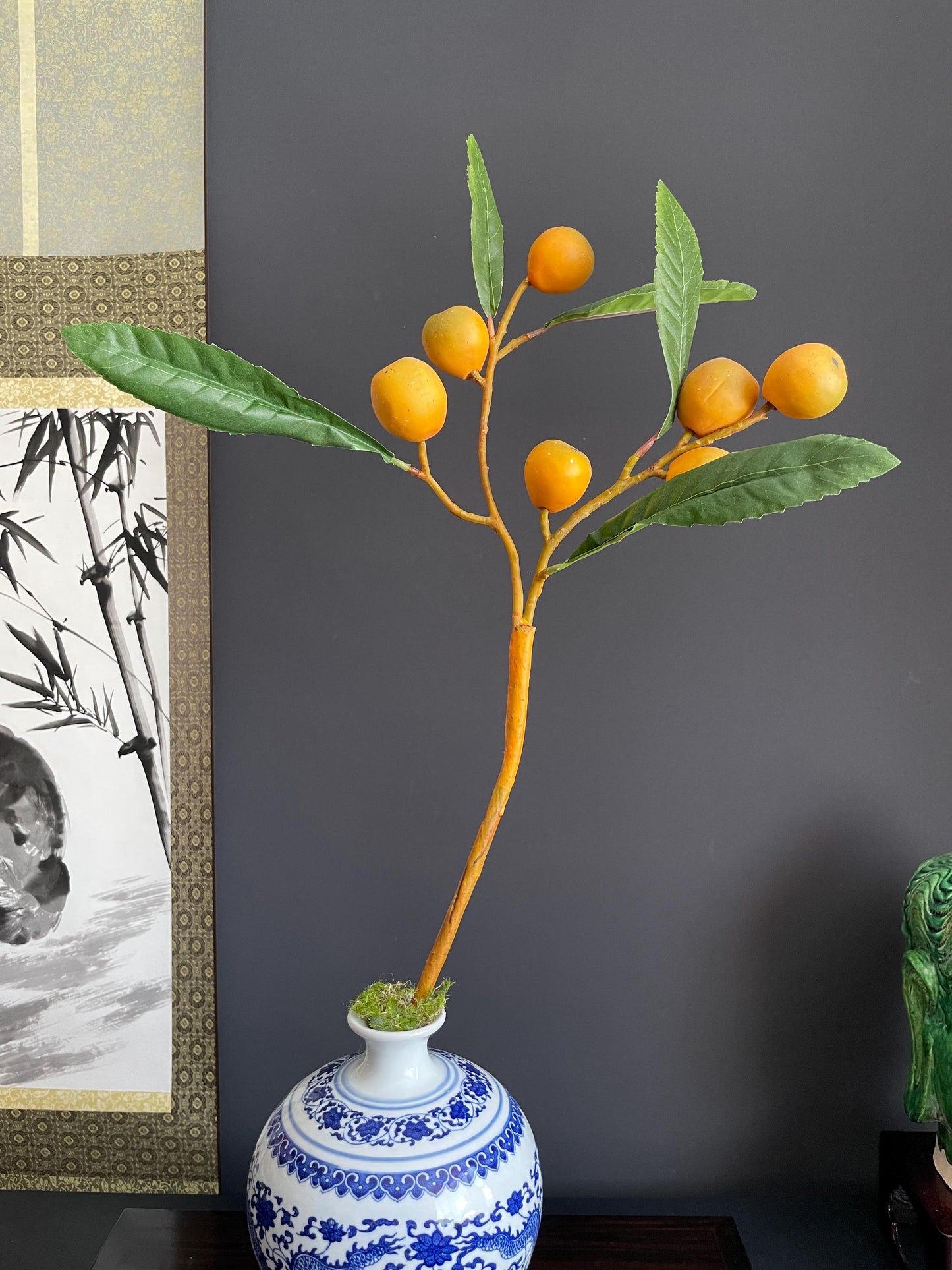 Realistic Faux Kumquat Branch | Artificial Citrus Fruit Stem | Decorative Botanical for Kitchen or Home Decor