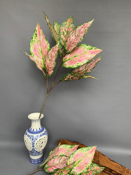 Premium Aglaonema Pink Star Chinese evergreen green artificial flower faux flower 31 inch