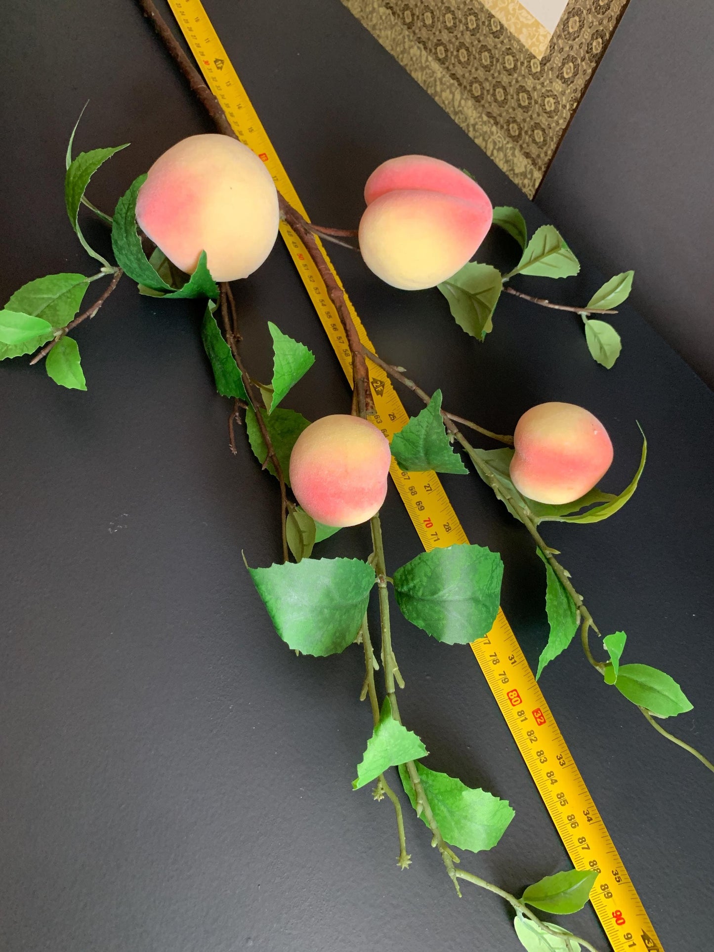 Realistic 92cm Faux Peach Branch | Artificial Fruit Stem | Large Decorative Greenery for Modern Home Decor