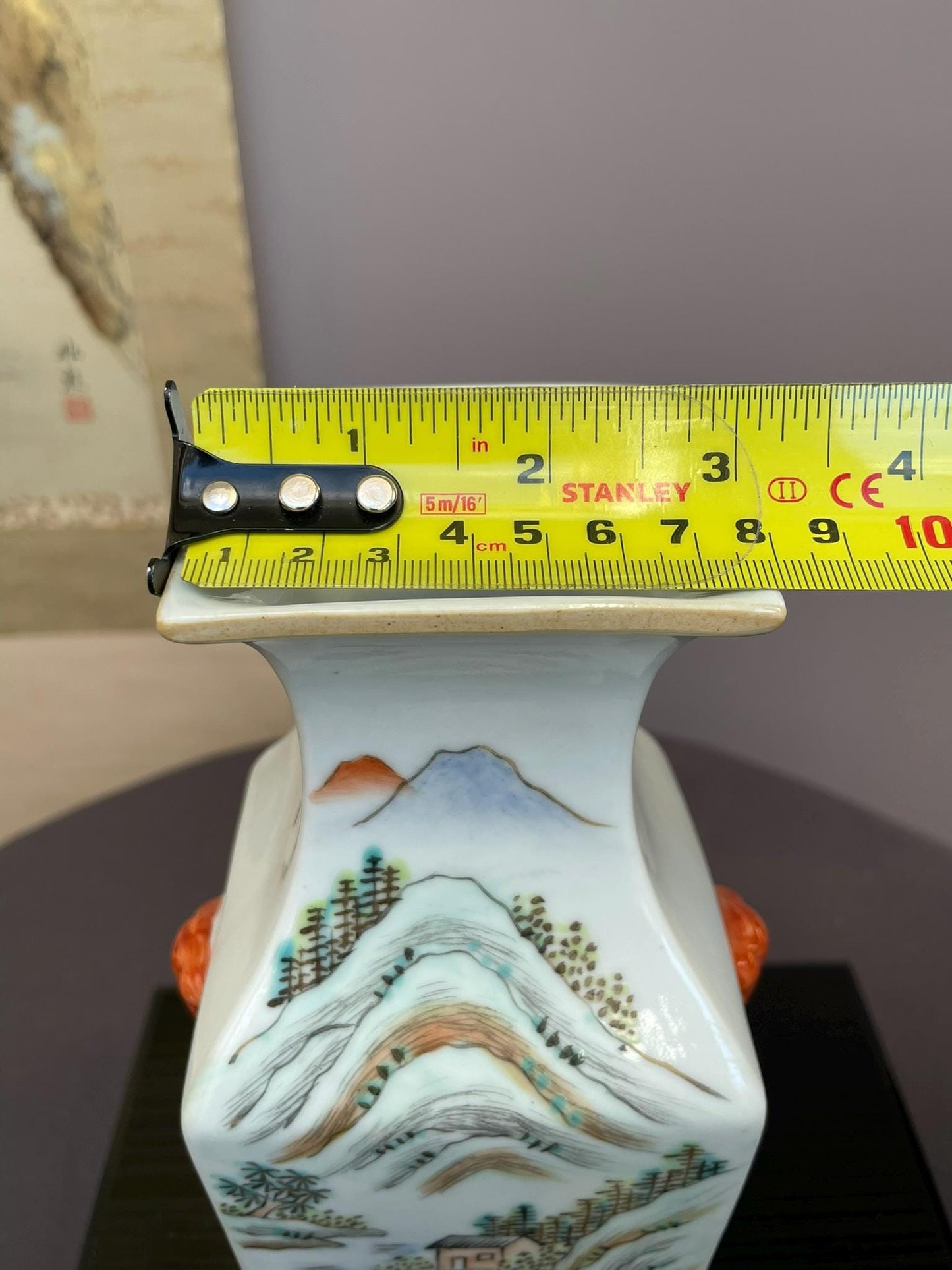 Hand-Painted Qianjiang Style Vase | Scholar collector.  Poem & Landscape Calligraphy | Multi-Fired Chinese Ceramic Art