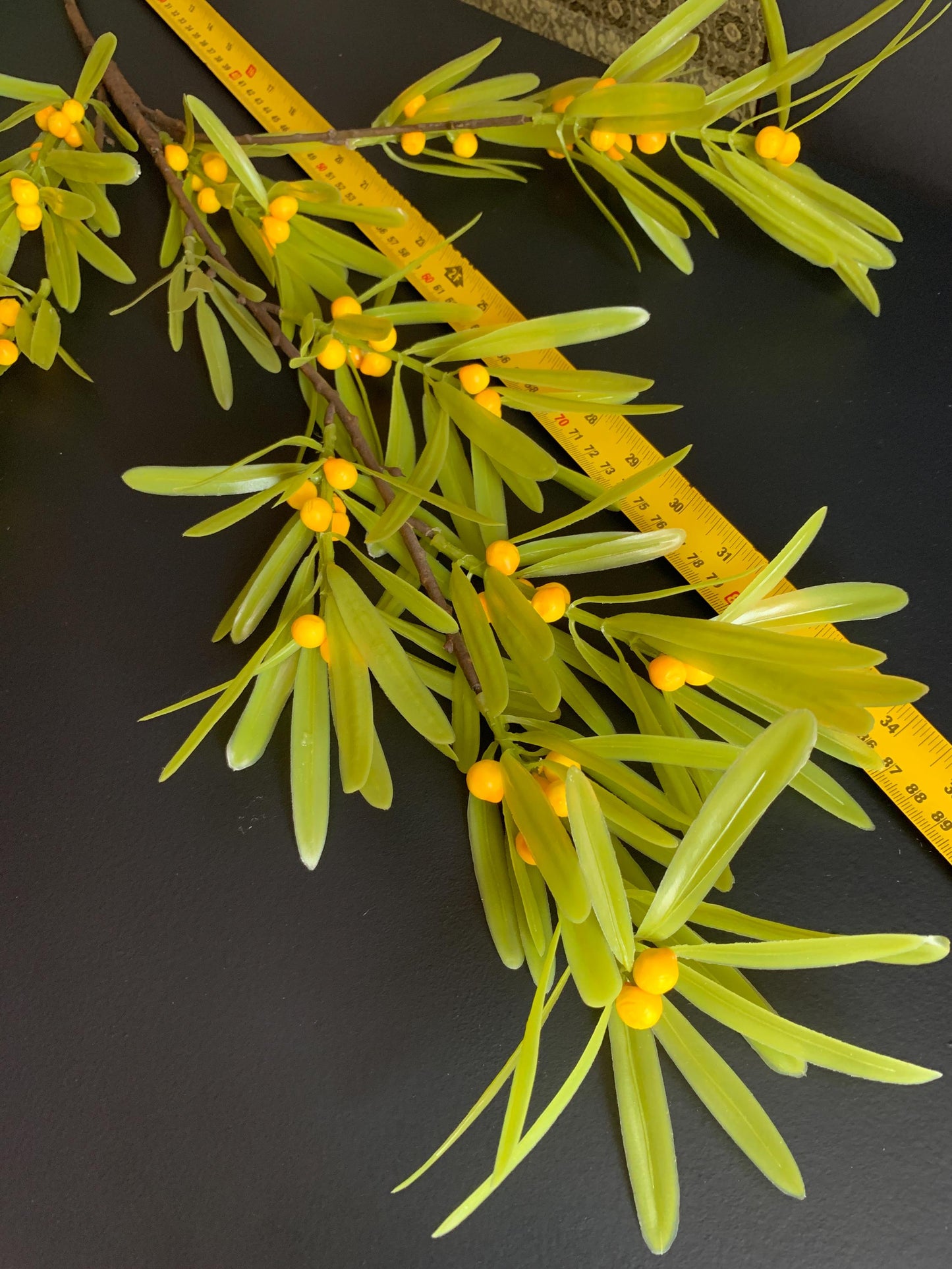 Architectural Faux Greenery Branch | Artisanal Artificial Berry Stem | Modern Botanical Statement Piece for Vases