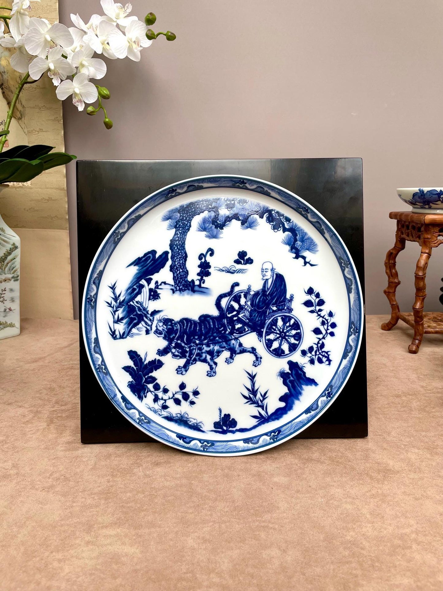 Large Blue & White Porcelain Serving Tray • Handcrafted Prestige Floral Platter • Luxury Home Décor Elegant Table Centerpiece
