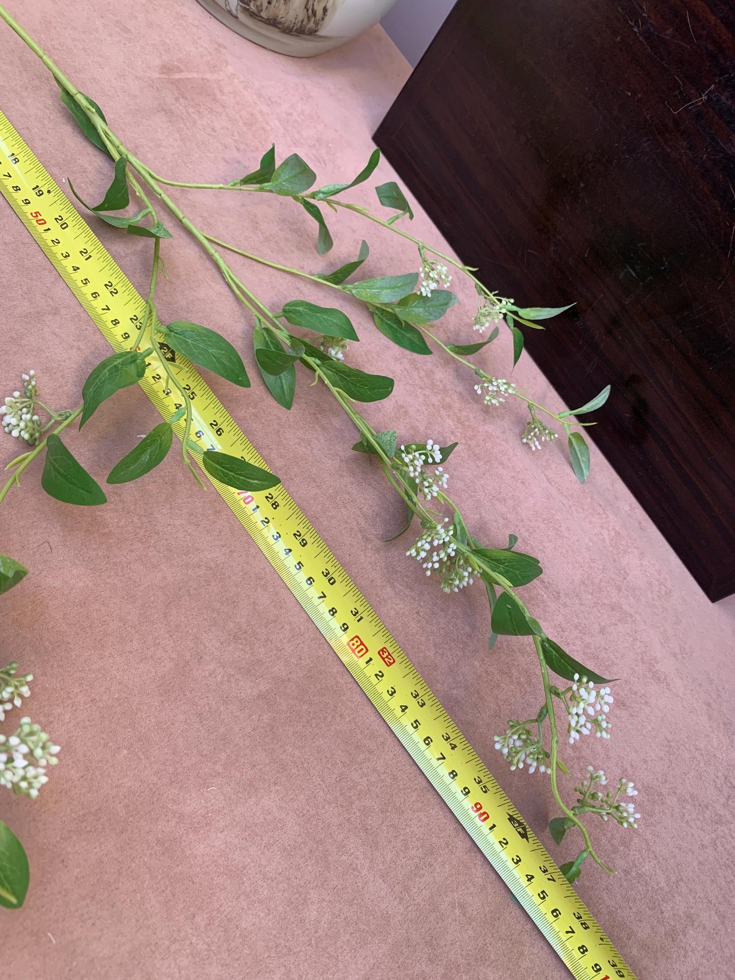 Realistic Delicate White Artificial Blossom Branch - Faux Jasmine Style Flowering Stem - Hand-Crafted Spring Decor Elegant Minimalist Floral