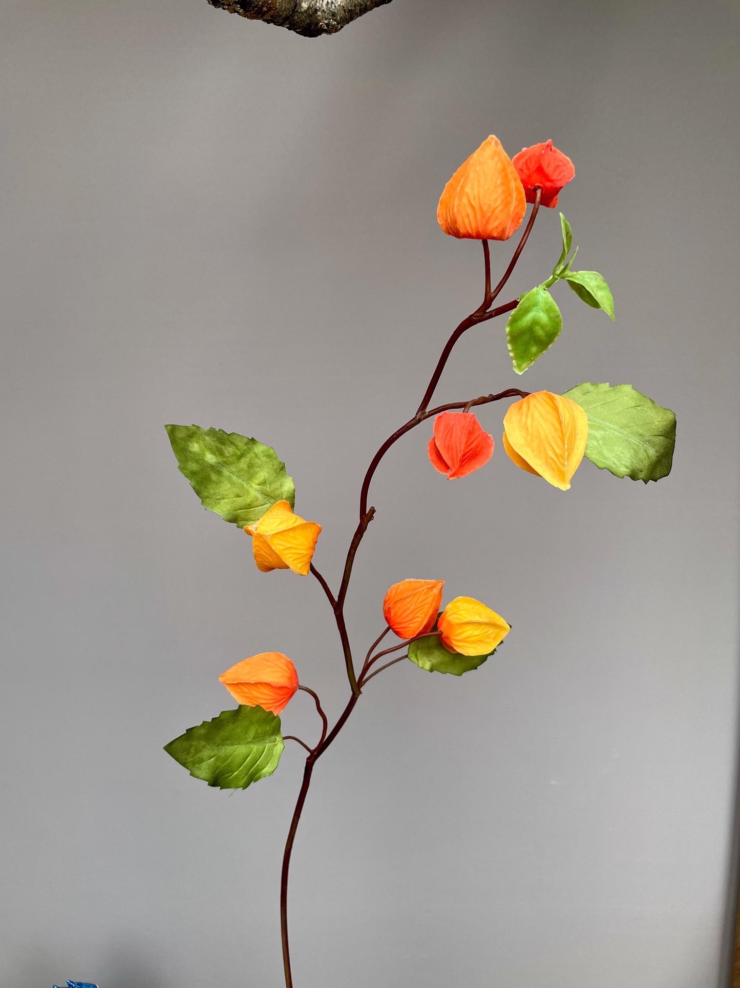 Realistic Chinese Lantern Branch - Faux Physalis Alkekengi Stem Winter Cherry Silk Flower Zen Minimalist Decor Orange Lanterns Faux floral