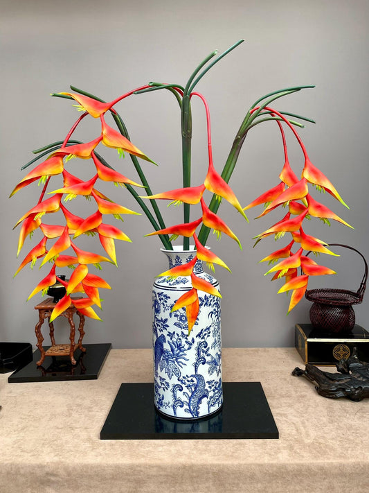 Artificial Heliconia Paradise Flower Stem | Tropical Faux “Parrot’s Beak” Bloom | Vibrant Exotic Decor. SINGLE STEM