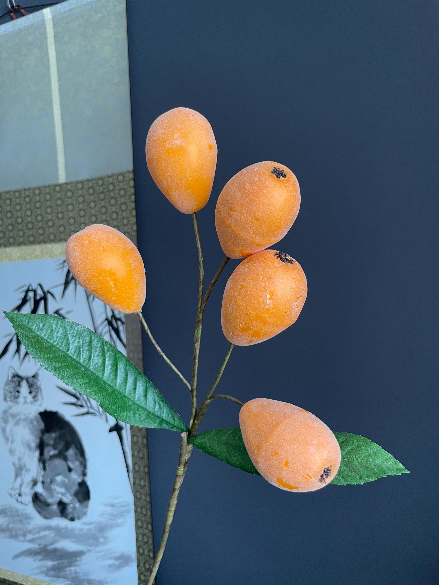 Life-Like Artificial Loquat Stem | High-End Faux Botanical Branch | Elegant Minimalist Fruit Arrangement