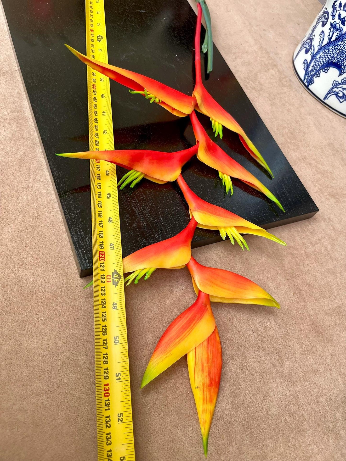 Artificial Heliconia Paradise Flower Stem | Tropical Faux “Parrot’s Beak” Bloom | Vibrant Exotic Decor. SINGLE STEM