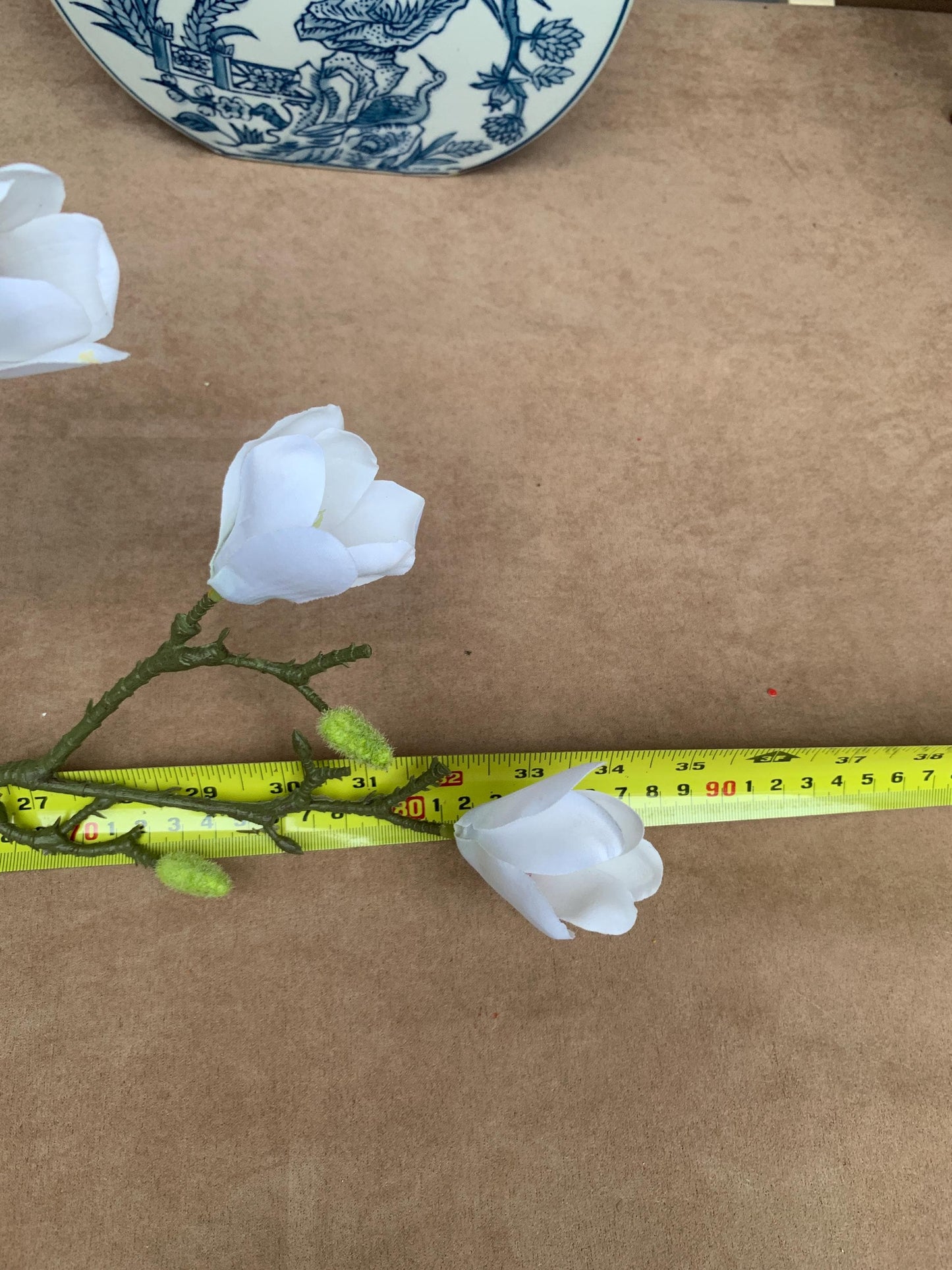 Realistic White Magnolia Branch - Faux Magnolia Denudata Flower Lunar New Year Decor Yulan Jade Orchid Zen Chinese New Year Floral Stem